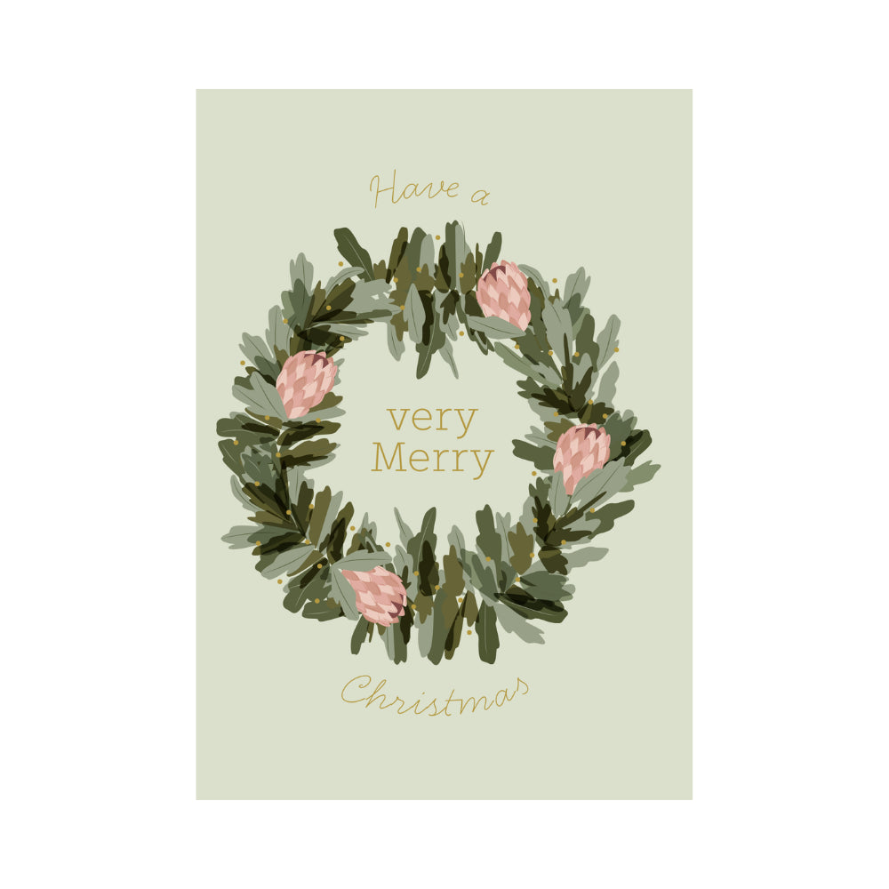 Christmas Greeting Card - PROTEA WREATH